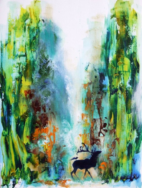 Walking in the forest / Oil, Mixed Media