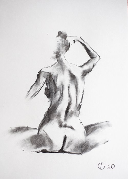 Nude in charcoal. 13. Black and white minimalistic female girl beauty body positive by Sasha Romm