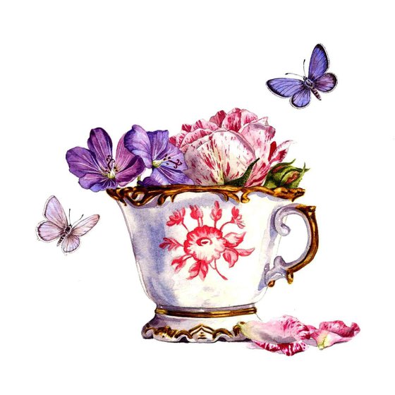 Tea Cup & Rose