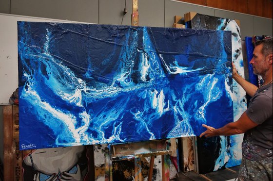 Midnight Sapphire 190cm x 100cm Blue Abstract Art