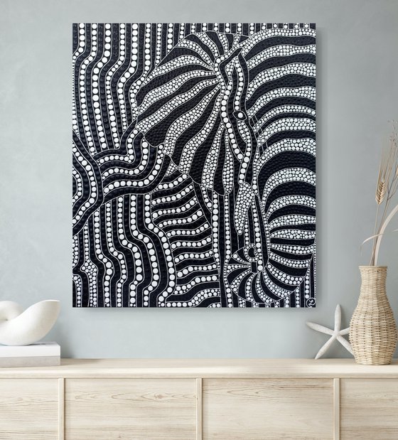 Black and White Abstract Elephant