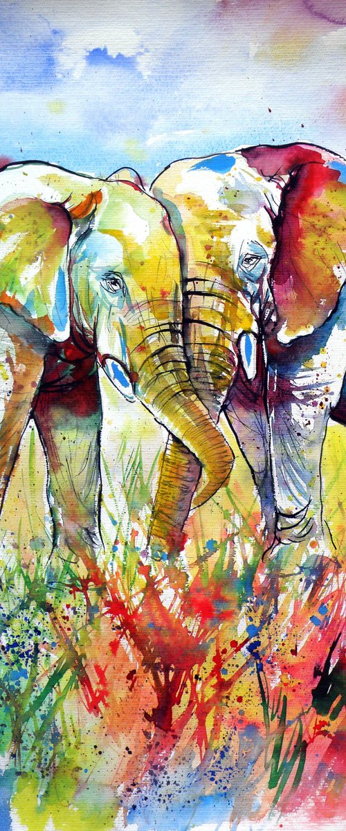 Colourful elephants in love by Kovács Anna Brigitta