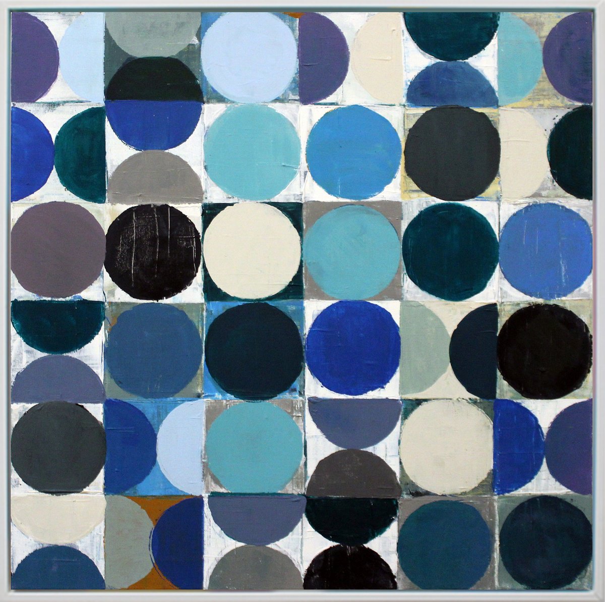 Geometric Abstract Acrylic Painting By Andrew Watt, 30 X 30, Vintage Spheres No 8 (Framed), Original Artwork