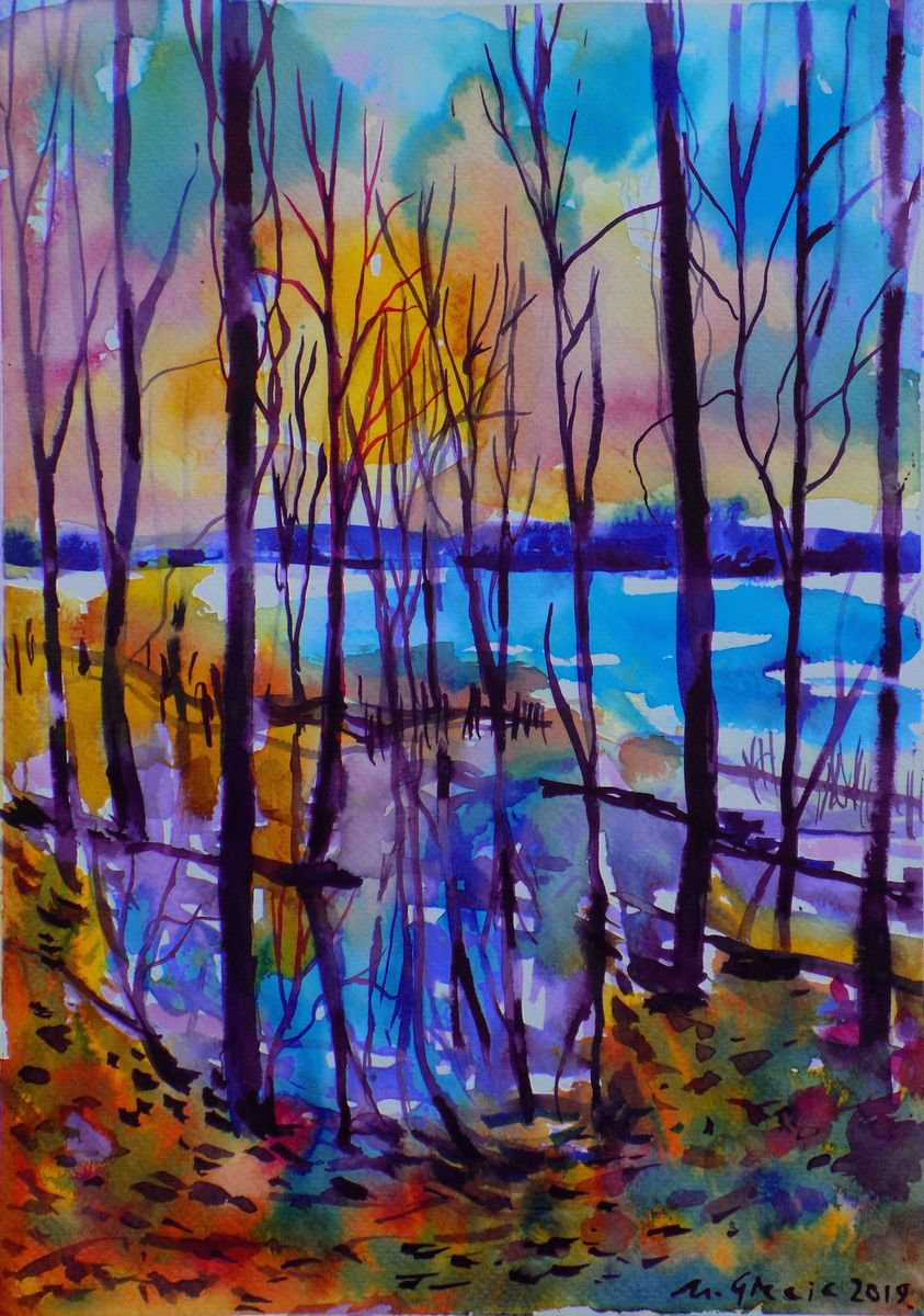 Impressionistic Watercolour , Reflections Xiv By Maja Grecic, 10 X 13, Artwork For Sale On Artfinder