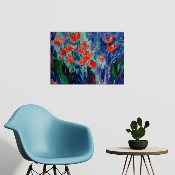 Poppies in Summer Garden