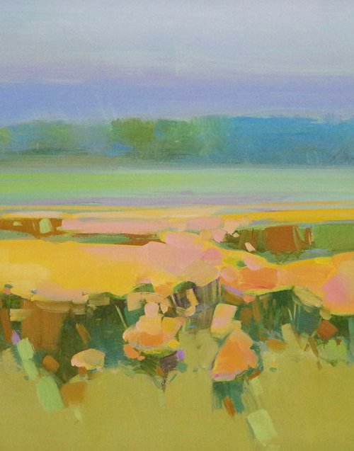 Valley, Landscape oil painting, Handmade artwork by Vahe Yeremyan