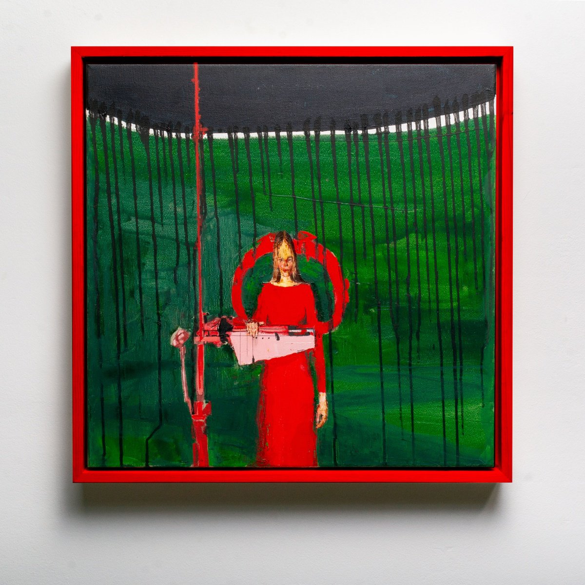 Expressive Portrait Oil Painting By Bohdan Katolyk, 17 X 17, Rudimentary Dreams Iii, Original Artwork