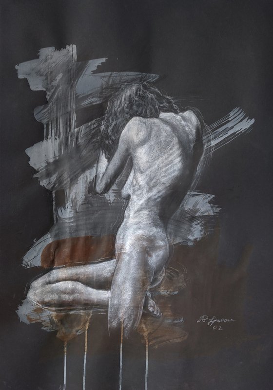 White On Black Nude Study