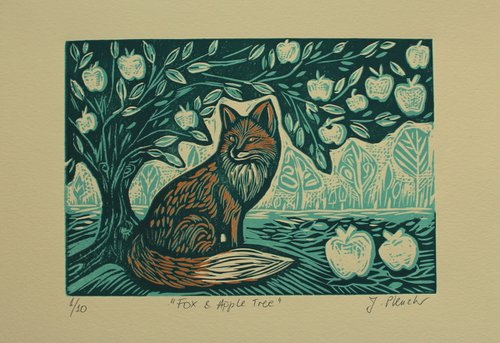 Fox & Apple Tree by Joanna Plenzler