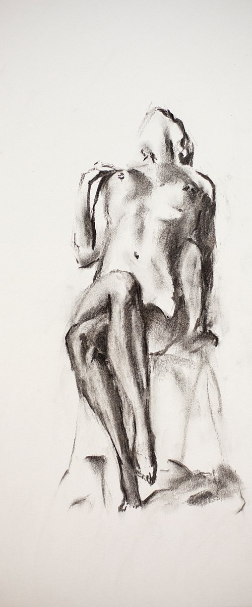 Nude in charcoal. 1. Black and white minimalistic female girl beauty body positive by Sasha Romm