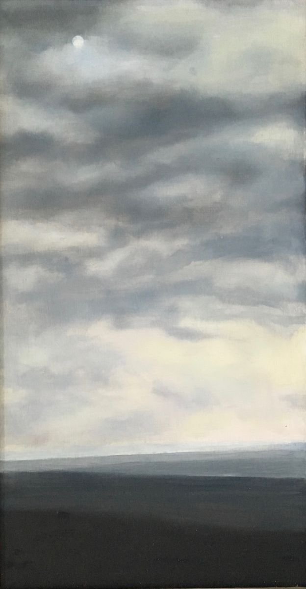 Impressionistic Landscape Oil Painting By Lizzie Butler, 14 X 20", Sun Through Clouds, Original Artwork