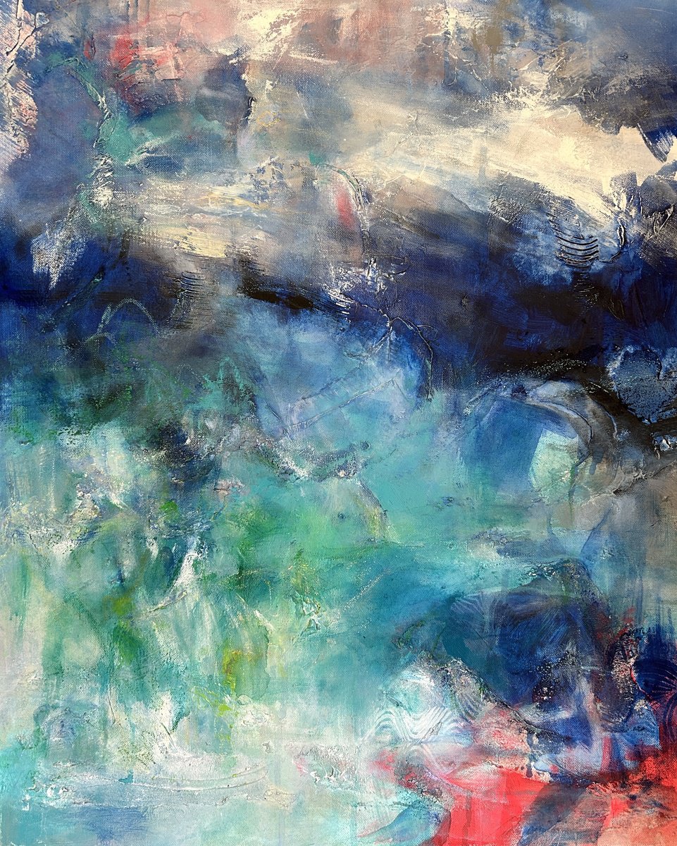 Organic Abstract Painting By Katja Wittmer, 24 X 30", Hidden Depths, Original Artwork