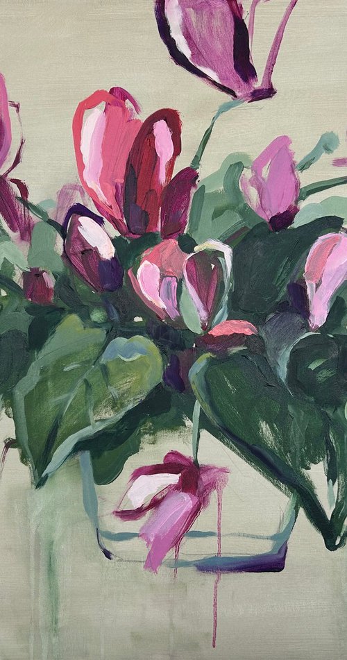 Cyclamen Flowers 01 by Volha Belevets