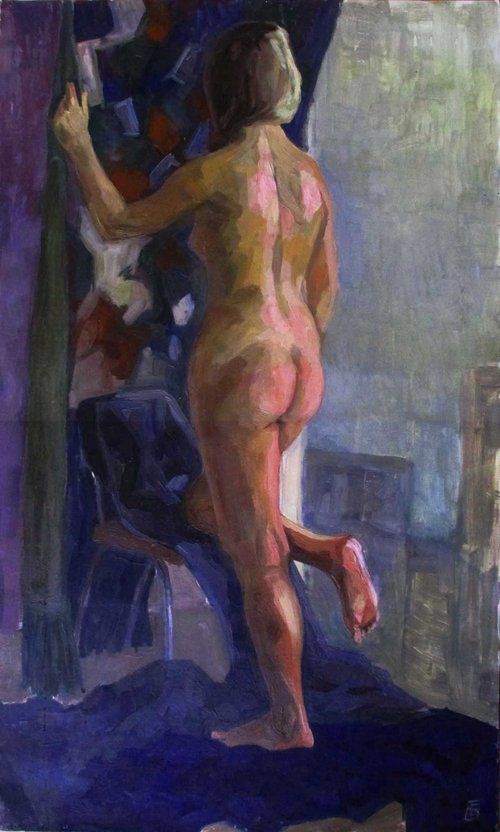 Nude female model from the back by Kateryna Bortsova