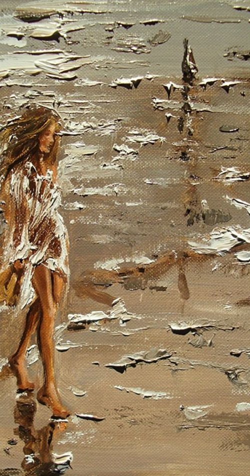 " THE BAY OF LONELINESS ... " original painting palette knife GIFT MODERN URBAN ART OFFICE ART DECOR HOME DECOR GIFT IDEA by Monika Luniak