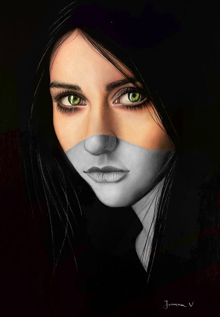 Photorealistic Portrait Pencil Drawing By Ioanna Ladopoulou, 12 X 17, Censored Ii, Original Artwork