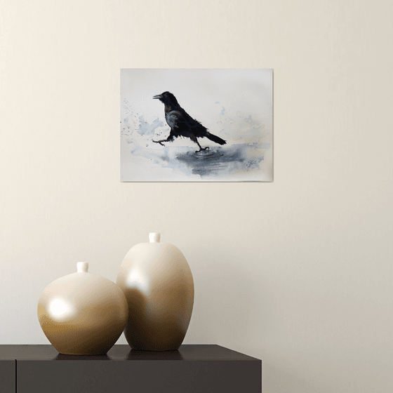 RAVEN IV / FROM THE ANIMAL PORTRAITS SERIES / ORIGINAL WATERCOLOR PAINTING