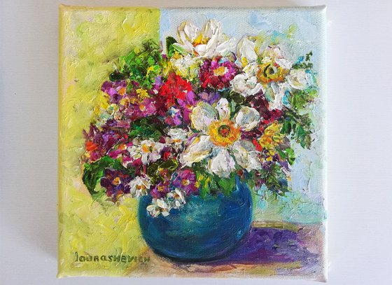 Floral Bouquet Gift / Small Oil Painting 8x8in (20x20cm)