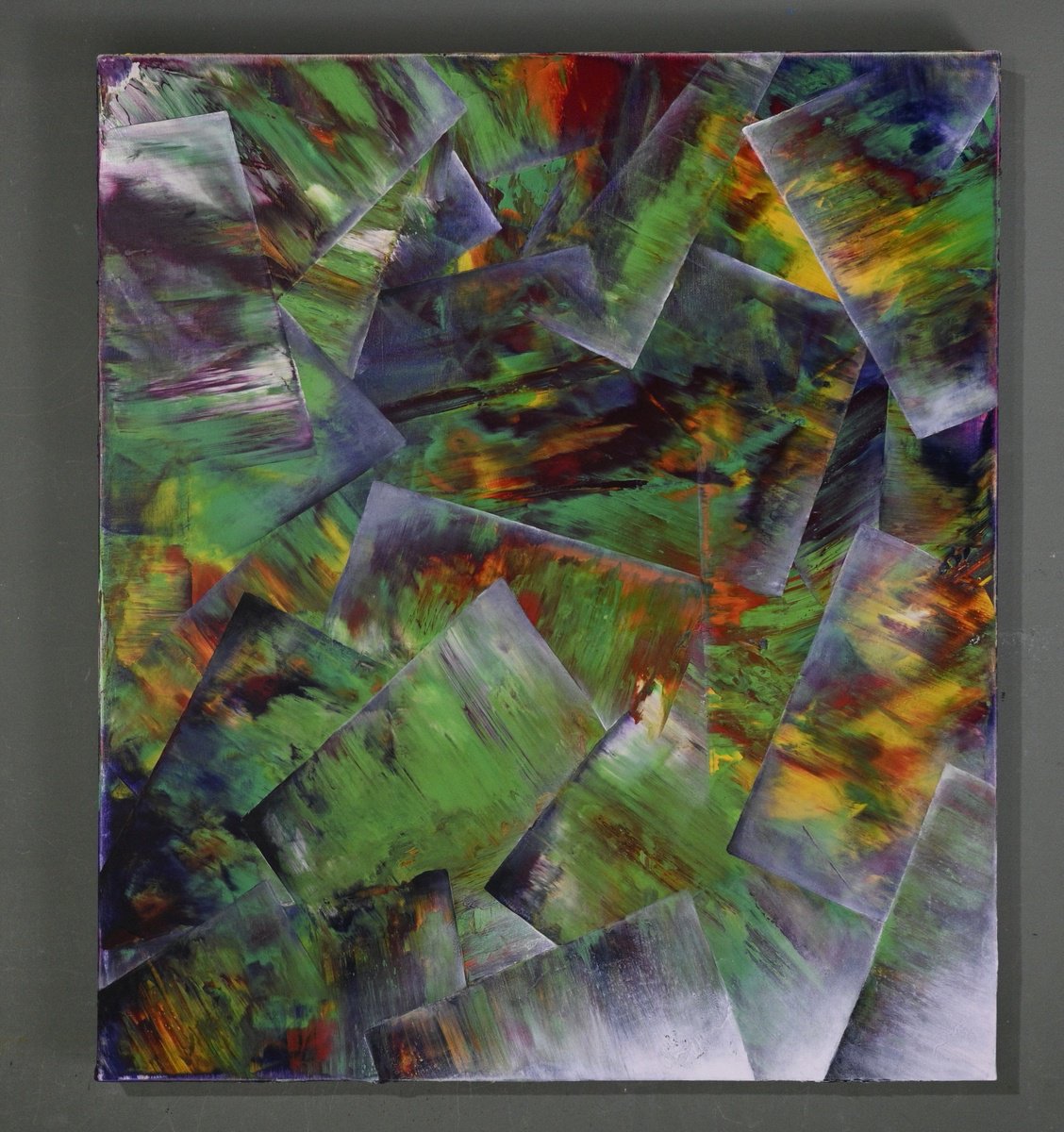 Geometric Abstract Oil Painting By Giuseppe Pastore, 28 X 31, Don