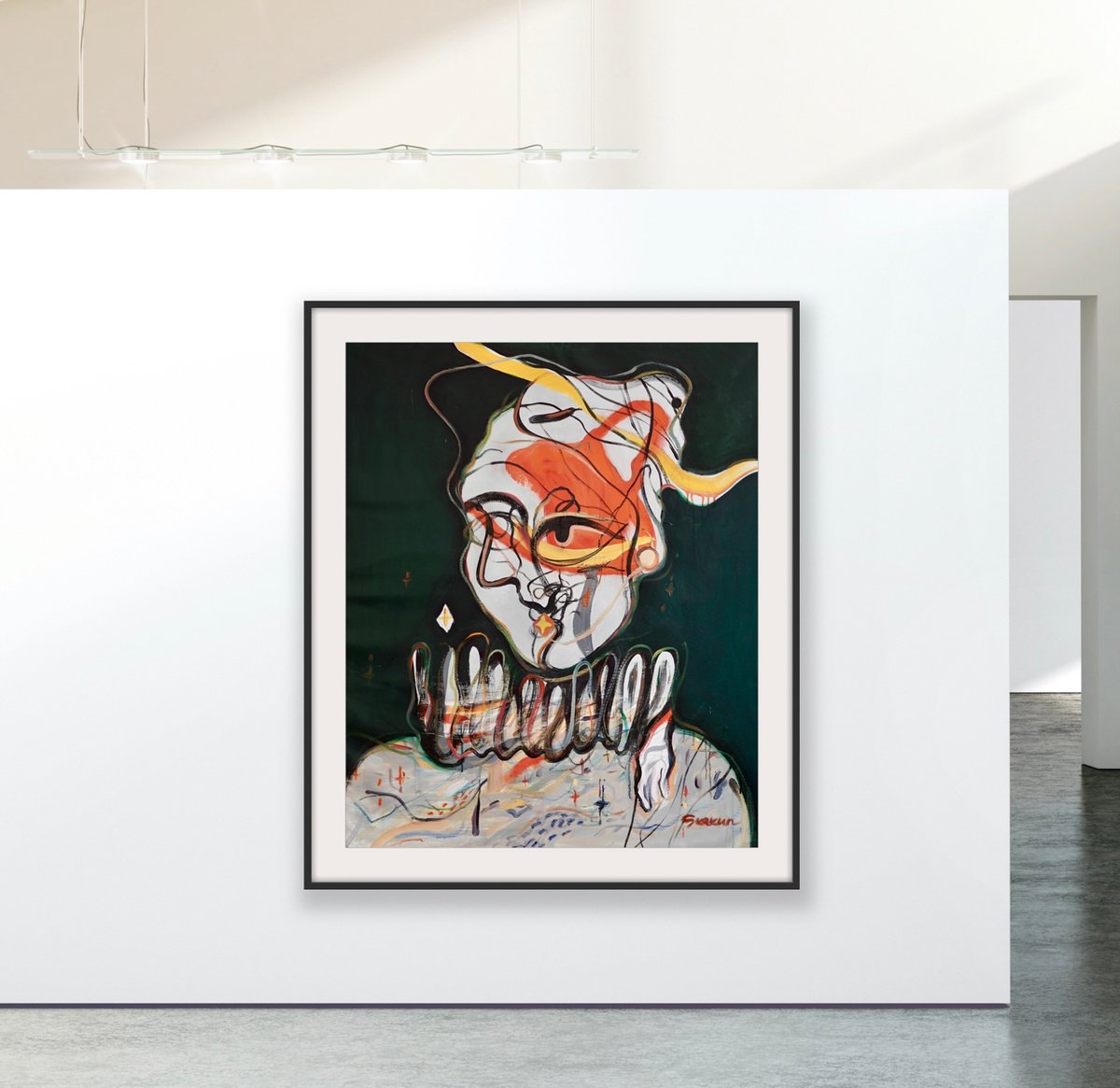 Expressive Portrait Oil Painting By Mari Skakun, 31 X 39", Self-Portrait, Original Artwork