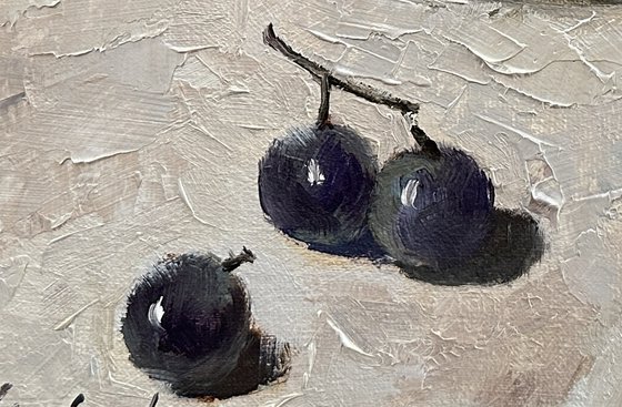 Apple and Grapes Still Life