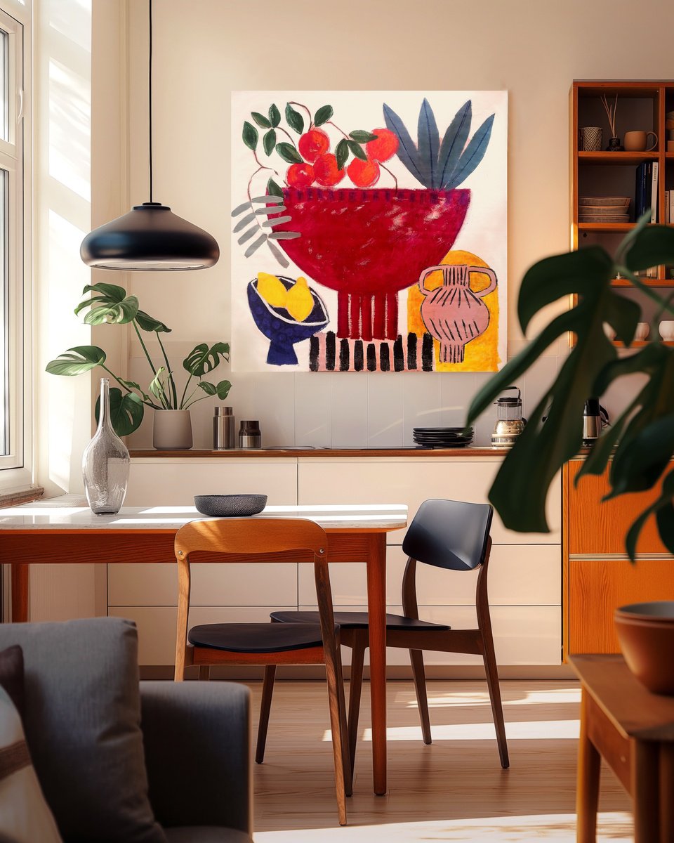 Abstract Still Life Painting By Marisa Anon, 38 X 42", Spanish Summer Xiii, Original Artwork