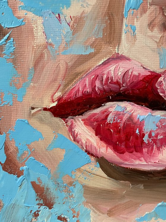 Red lips.