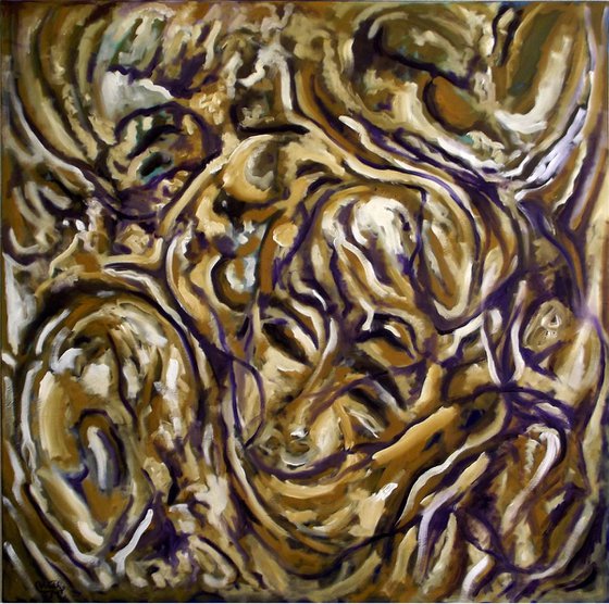 THE CHAOS - Illusionistic figures - Face combination - Big size Oil on canvas (100×100cm)