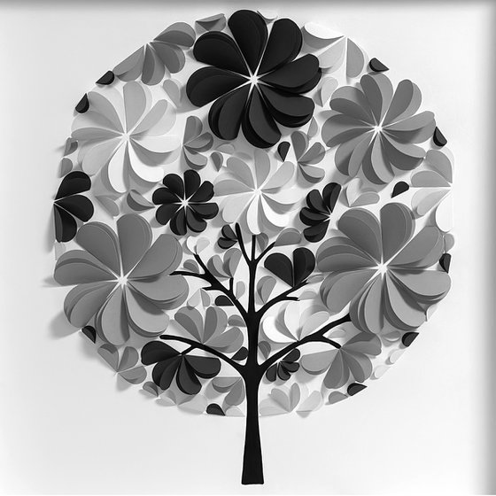 Stylish black and white tree