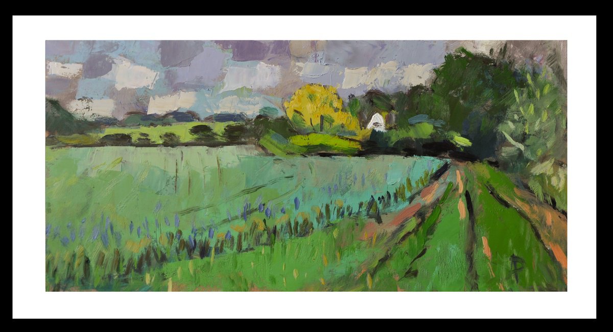 Impressionistic Landscape Oil Painting By Andre Pallat, 29 X 17, Yellow Tree, Original Artwork