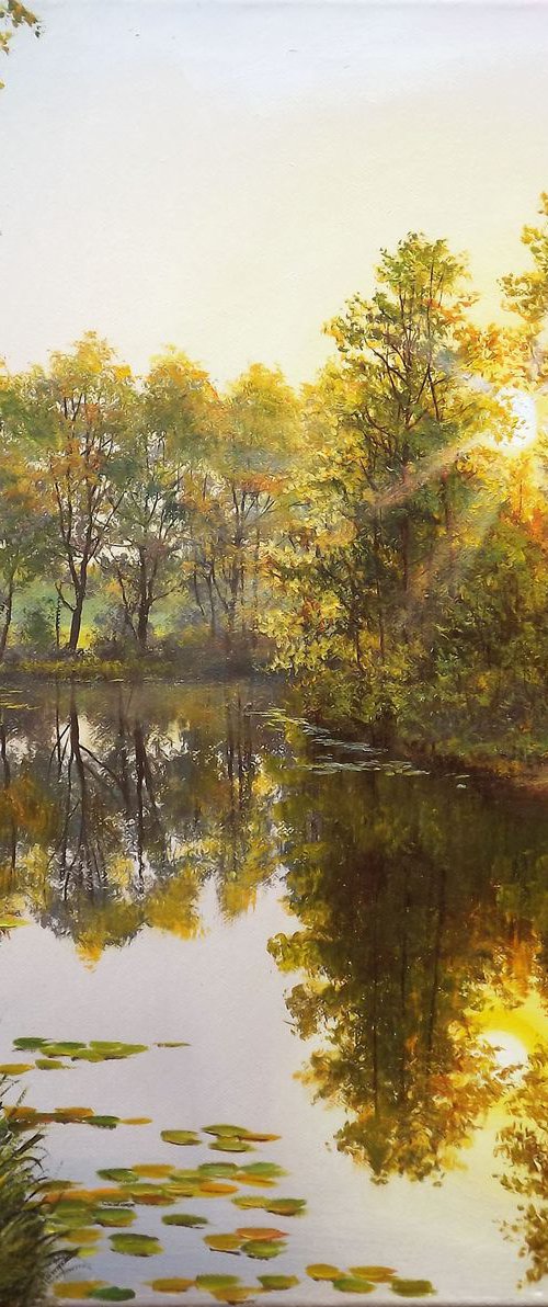 Sunset over the River by Oleg Riabchuk