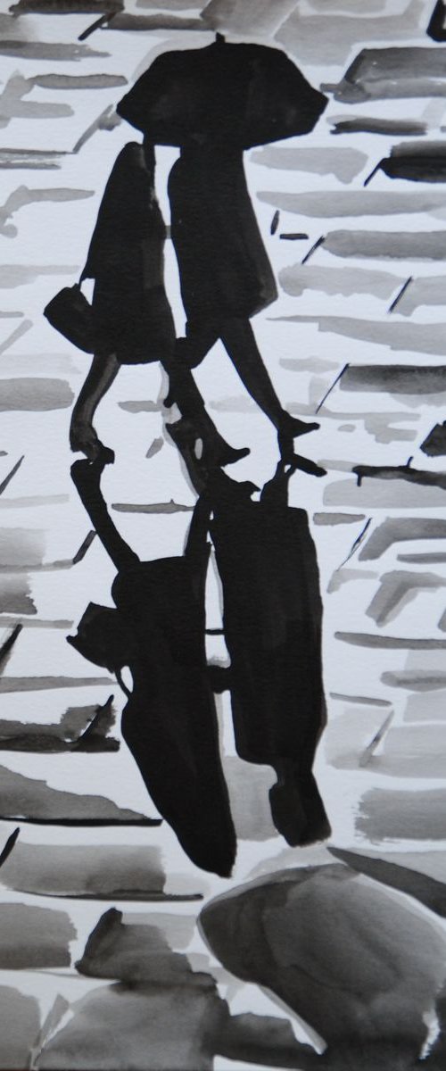 Walk In The Rain / 35 X 27 cm by Alexandra Djokic
