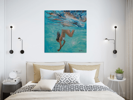 Swimming girl 32x32 in