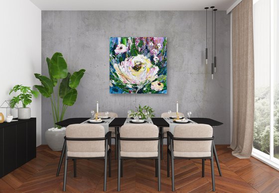 Blooms Of White - Floral Painting by Kathy Morton Stanion