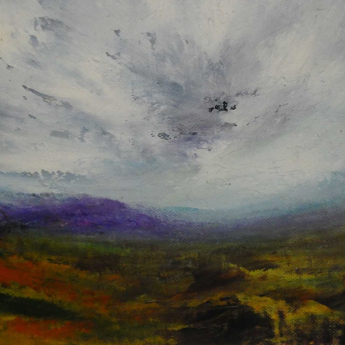 Expressive Landscape Acrylic Painting By Oconnart, 10 X 10", Summer Moors, Original Artwork