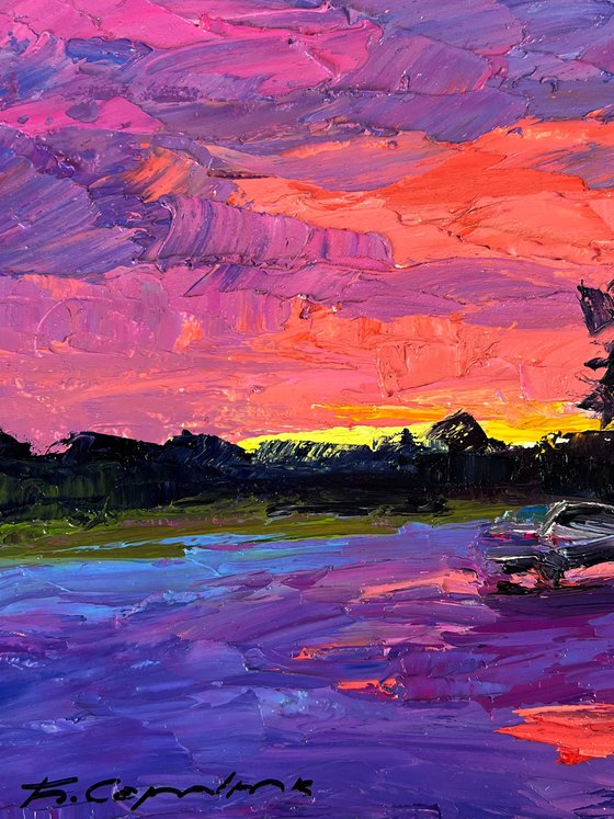 A Romantic Sunset Outside the City