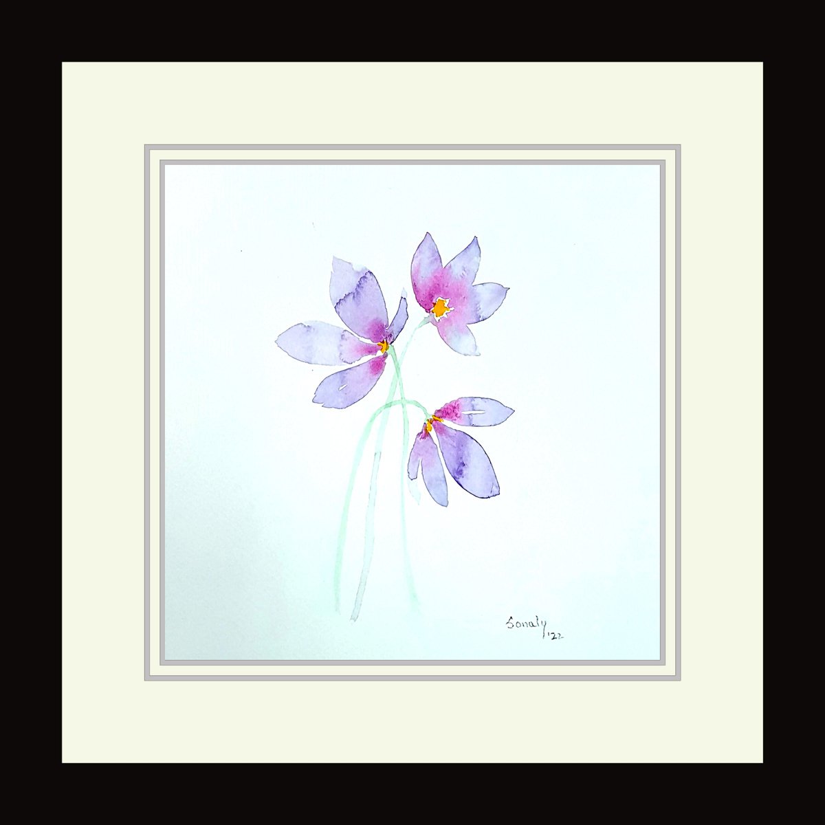 Photorealistic Botanical Watercolour By Sonaly Gandhi, 11 X 11", Flowers 14, Original Artwork