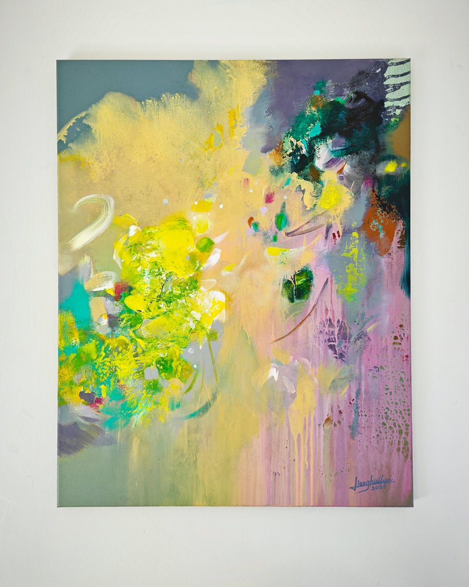 Abstract Acrylic Painting By Liang Hailun, 29 X 36", N°252, Original Artwork