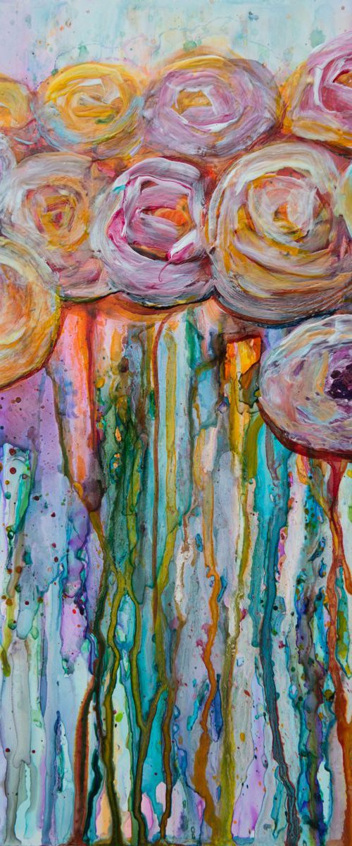 Abstract Splattered Roses 11"x14" by Lena Owens at OLena Art