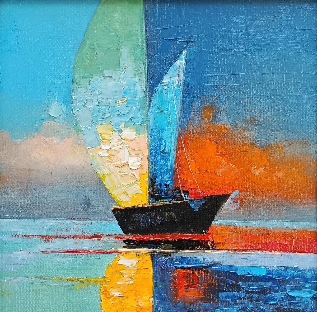 Impressionistic Landscape Oil Painting By Narek Qochunc, 8 X 8", Voyage Into Color, Original Artwork
