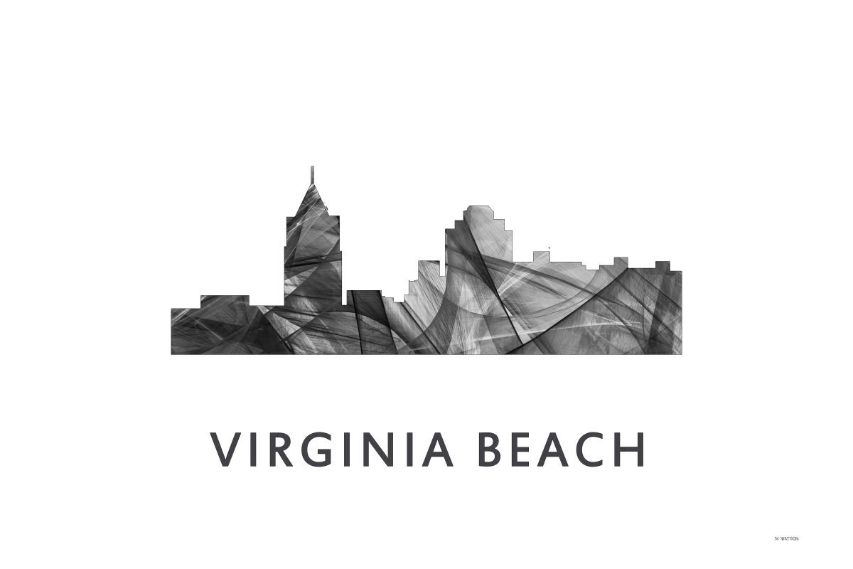 Virginia Beach Virginia Skyline WB BW by Marlene Watson