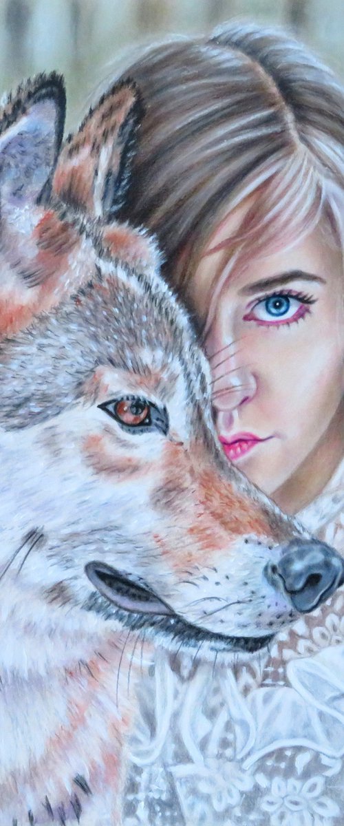 "Girl with wolf" by Monika Rembowska