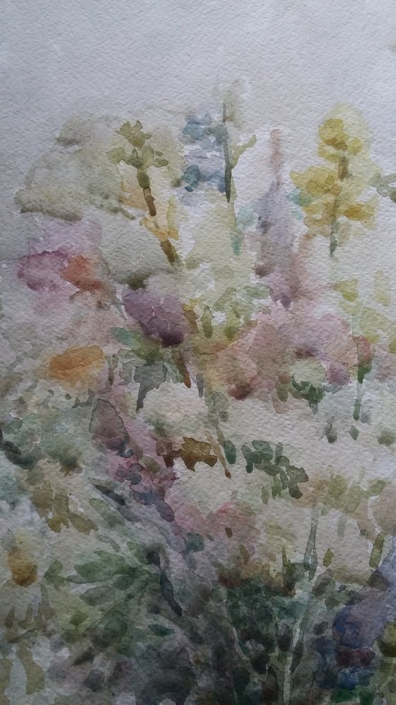 Bouquet of wild flowers. Original watercolour painting.