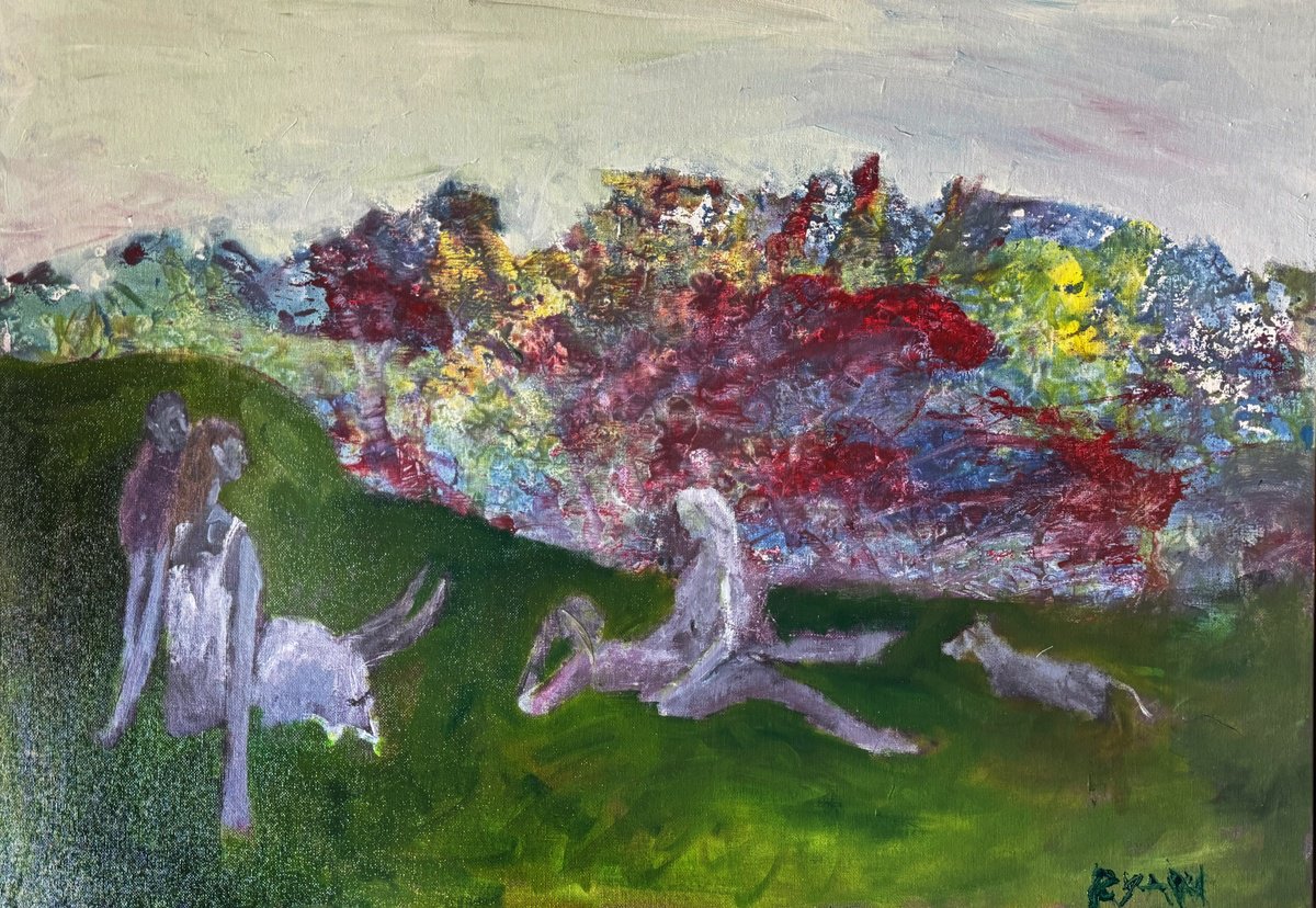 Expressive Botanical Oil Painting By Ryan Louder, 24 X 18", Sunday In The Park, Original Artwork