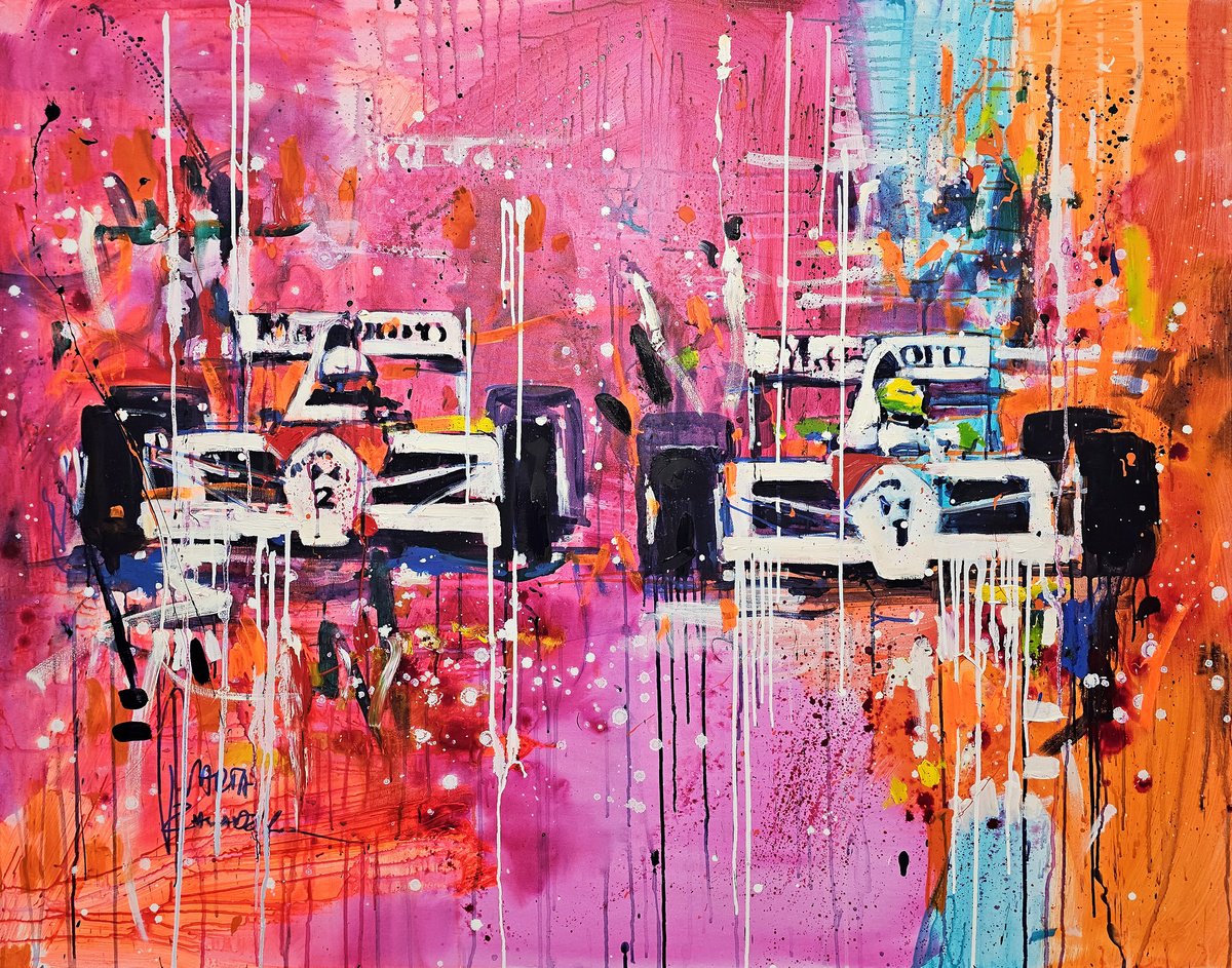 Impressionistic Portrait Acrylic Painting By Marta Zawadzka, 55 X 43", Senna & Prost, Original Artwork