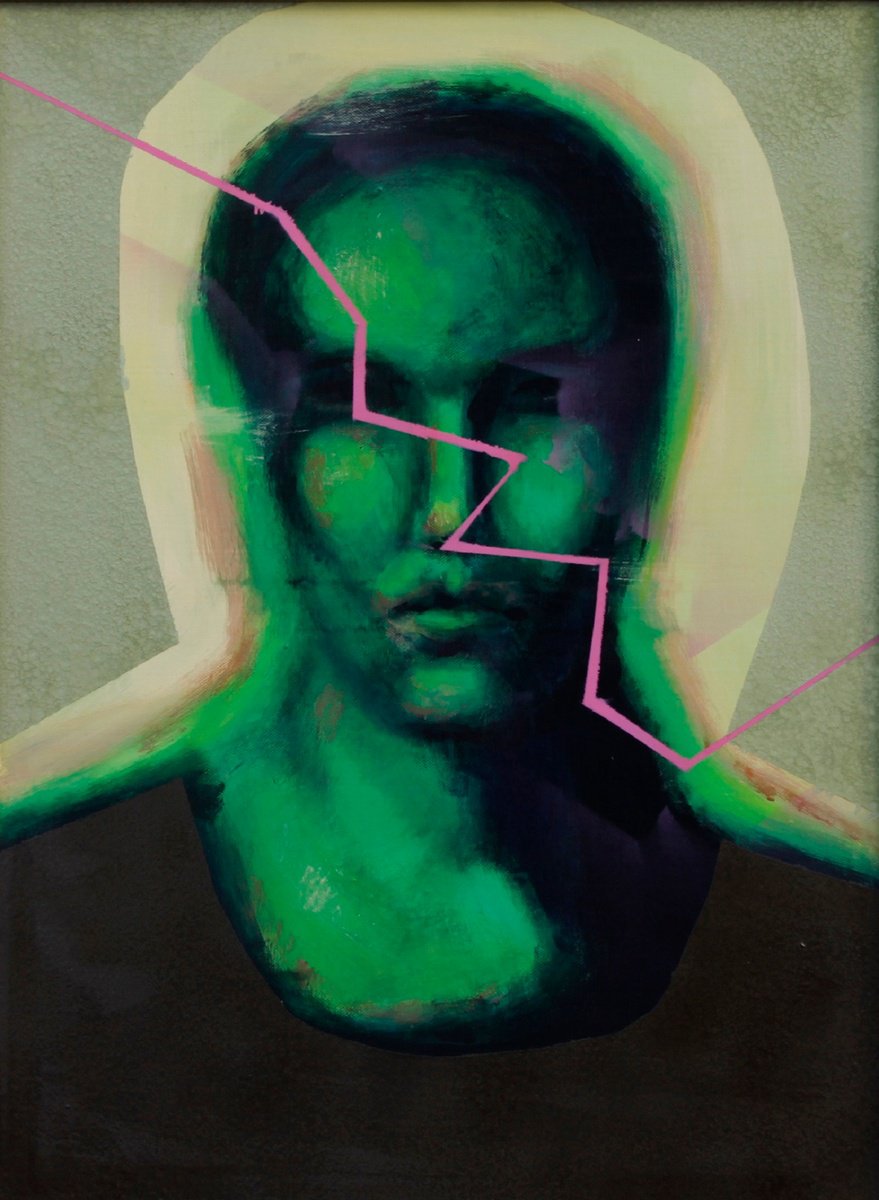 Urban And Pop Portrait Acrylic Painting By Nikola Gulev, 24 X 32", "Consciousness", Original Artwork