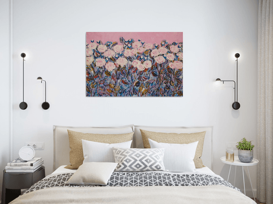 White roses (loving you), Original abstract painting, texture, Ready to hang by WanidaEm