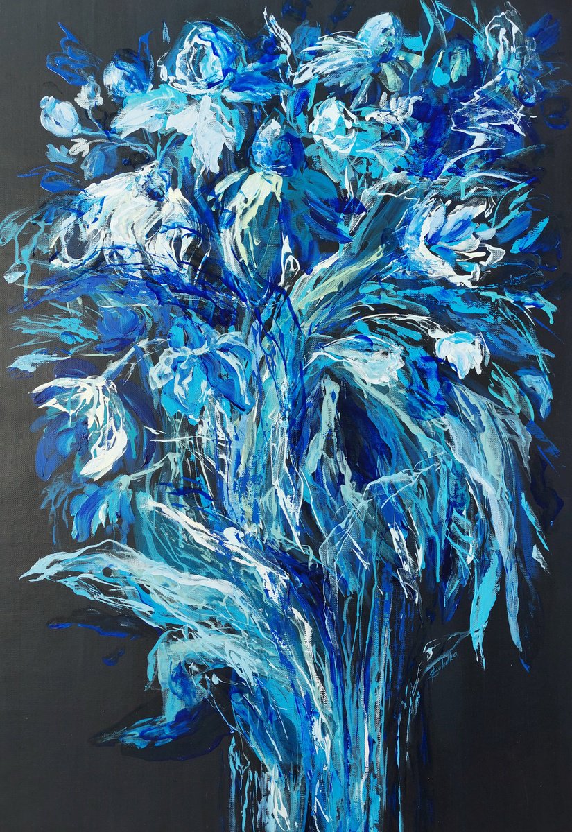Garden In Blue 1 By Katia Solodka, 24 X 35, Artwork For Sale On Artfinder