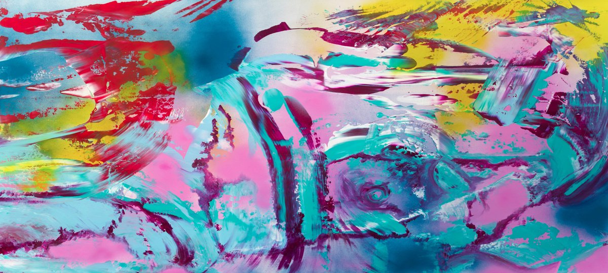 Expressive Abstract Acrylic Painting By Davide De Palma, 79 X 35, Contradictio, Original Artwork