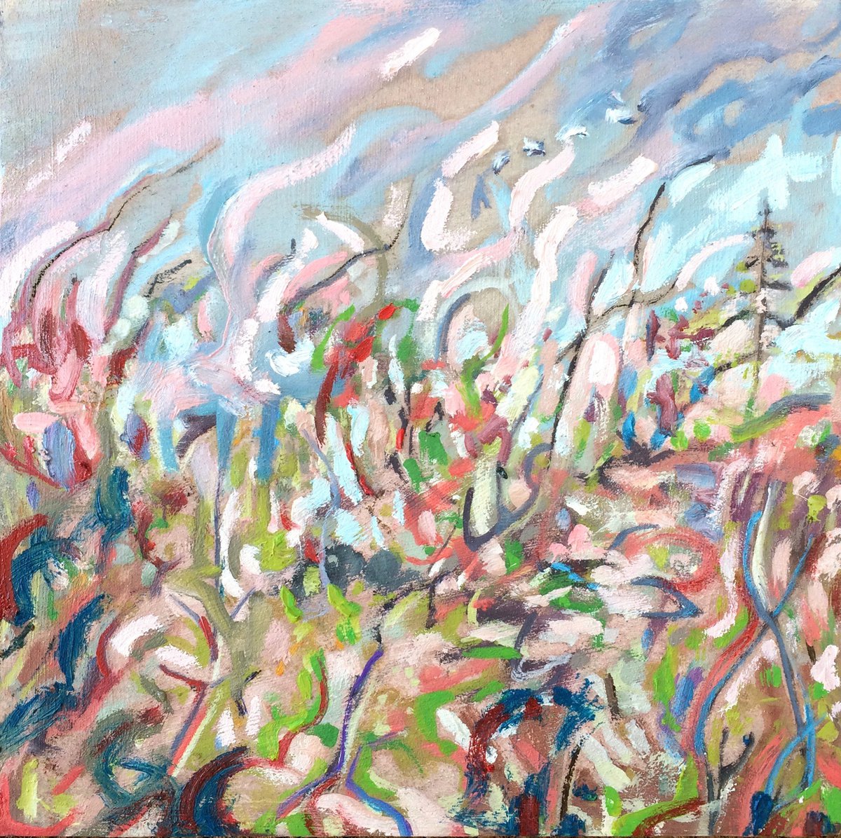Expressive Oil Painting , Competing, Coexisting And Joining By Guy Pickford, 12 X 12, Artwork For Sale On Artfinder